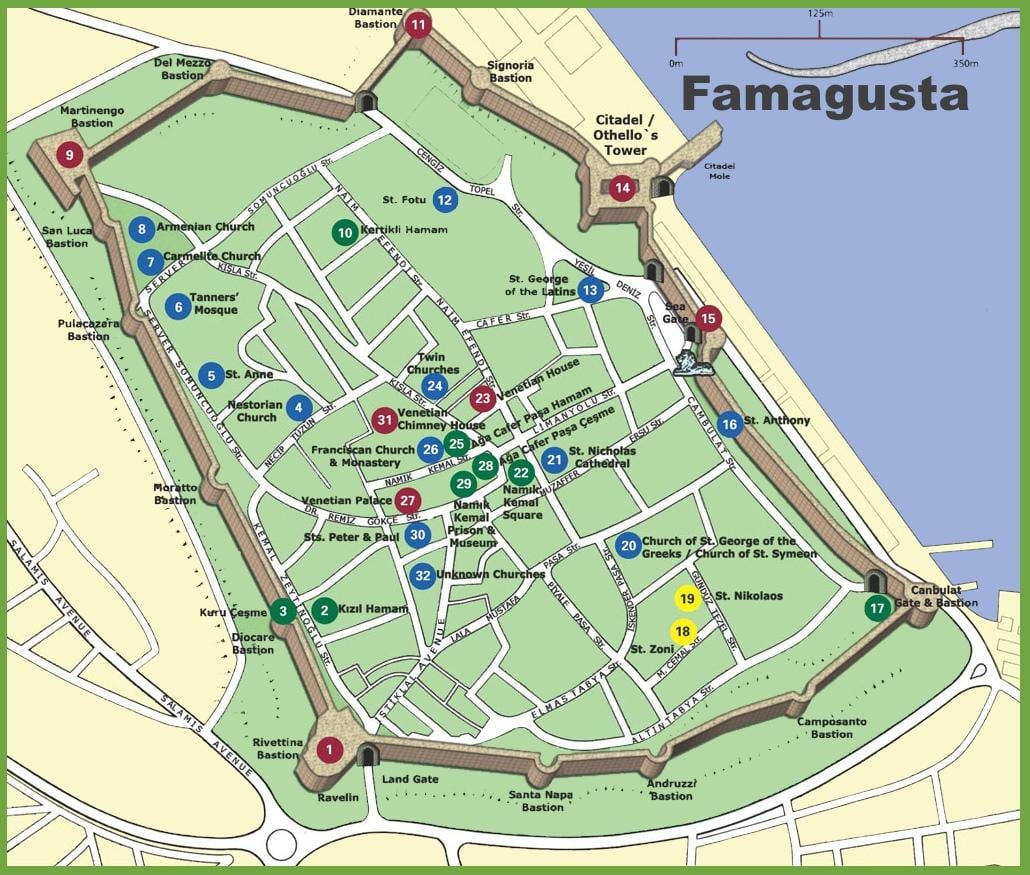 mapa famagusta ipar Zipre