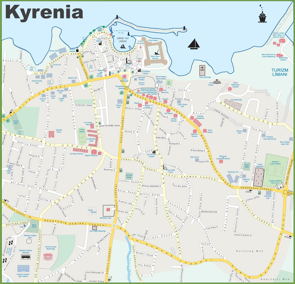 mapa ipar Zipre kyrenia