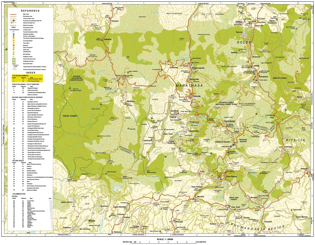 mapa troodos mendiak Txipre