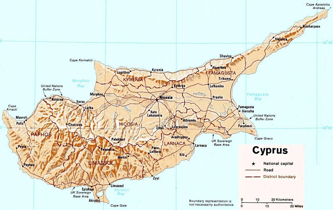 paphos Zipreko mapa turistikoa